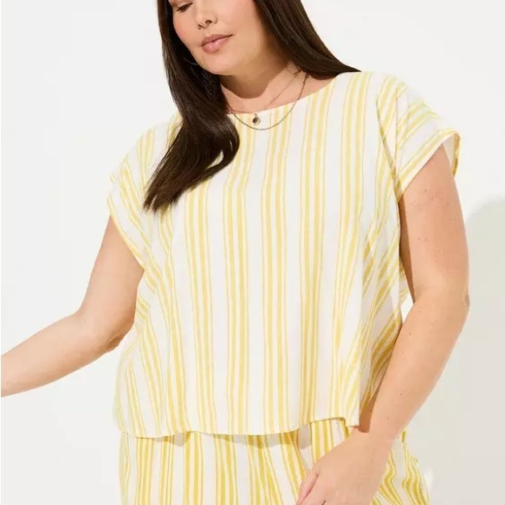 TORRID Linen Cross Back Crop Top